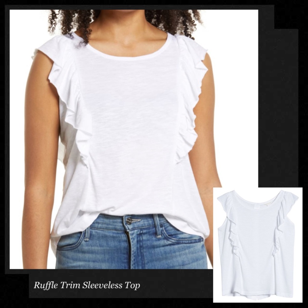 CASLON Ruffle Trip Sleeveless Top